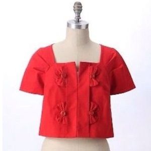 anthropologie leifsdottir red short jacket /bolero