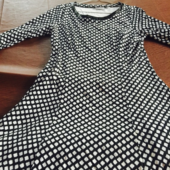 Blue and white dress.