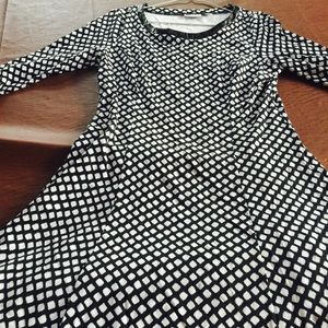 Blue and white dress.