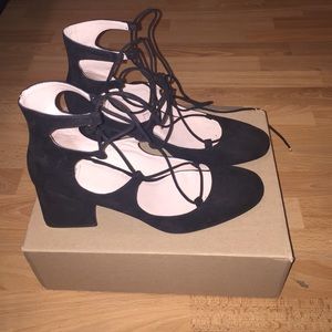 Zara lace up block heel