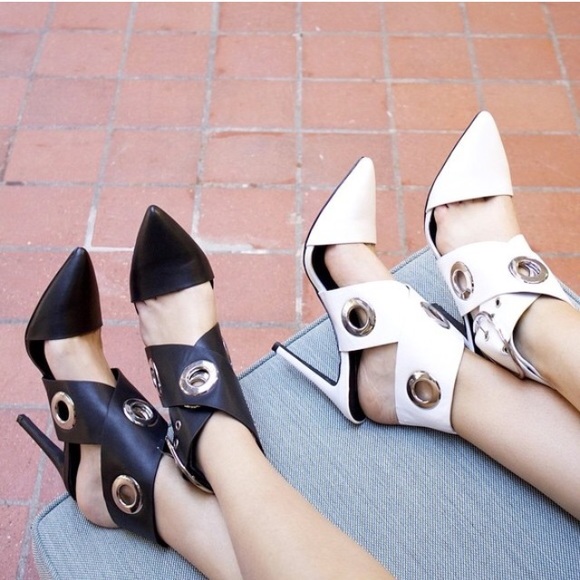 White Elly Clay Morgan Leather Heels - Picture 2 of 2