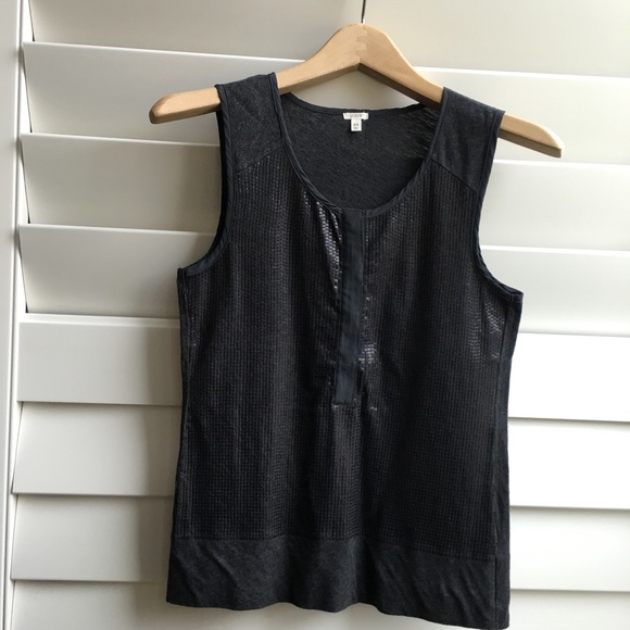 J.Crew Sequin Henley Shell (Charcoal Grey) - Picture 2 of 4