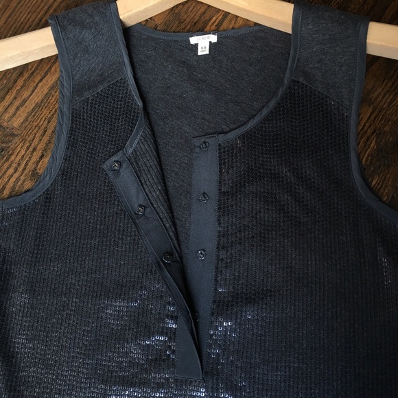 J.Crew Sequin Henley Shell (Charcoal Grey) - Picture 4 of 4