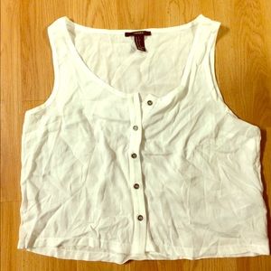Forever21 White Button up tank top