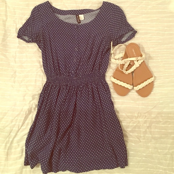 H&M polka dot blue mini dress