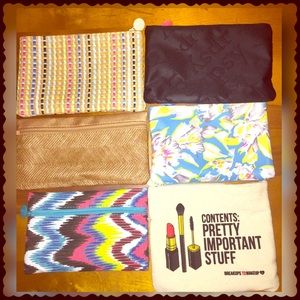 NEW Lot of 6 IPSY Cosmetic Pouches w/contents