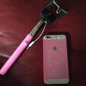 Glitter Bling Case X Pink Selfie Stick