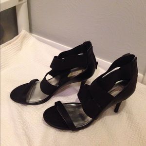 Vera Wang black sandals heels pumps, sz 10