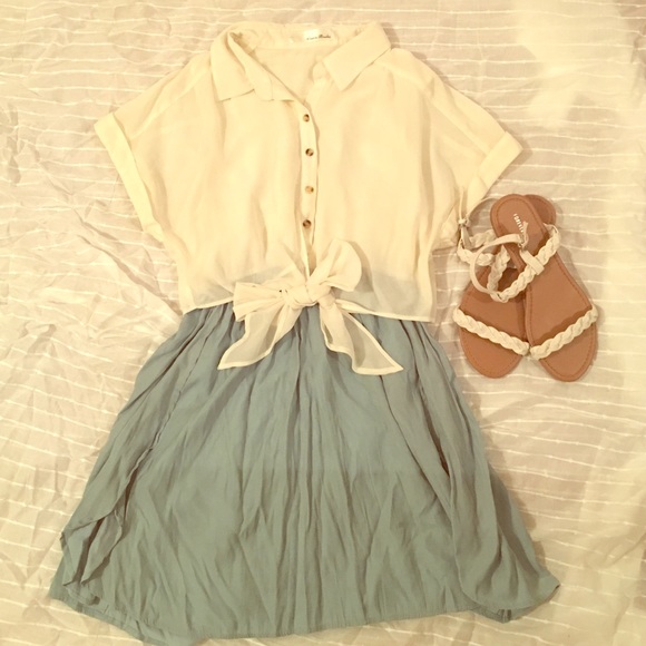 Light blue button up dress