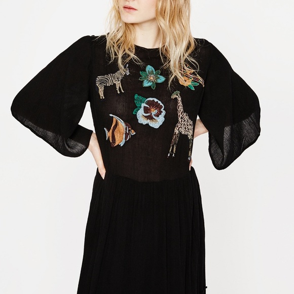 Zara long embroidered dress