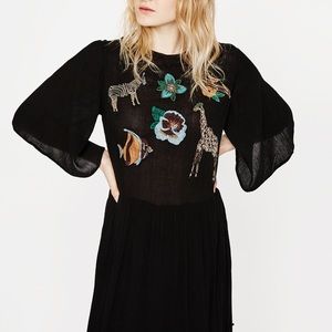 Zara long embroidered dress