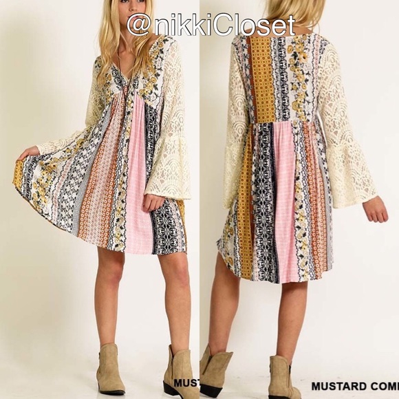 Boho dress Lace bell sleeves summer dress sold - Picture 3 of 4