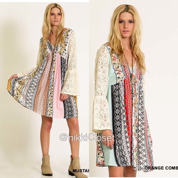 Boho dress Lace bell sleeves summer dress sold - Picture 4 of 4