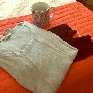 Long sleeve light blue, flowy, soft blouse