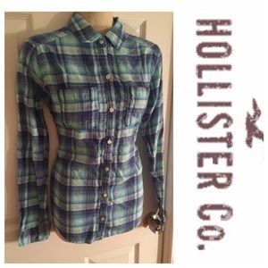 Hollister plaid flannel button down shirt size Xs