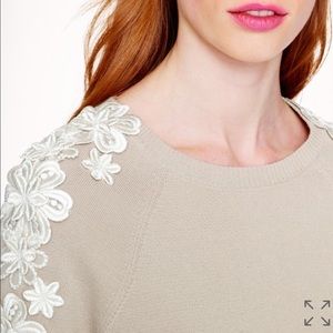 J.Crew Flower Appliqué Sleeve Sweater