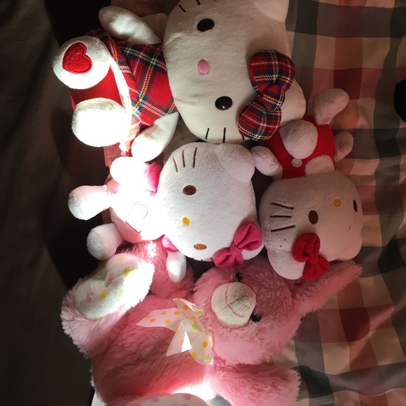 3 hello kitties and a bunny for sale