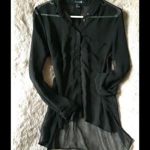 F21 Sheer Black Blouse