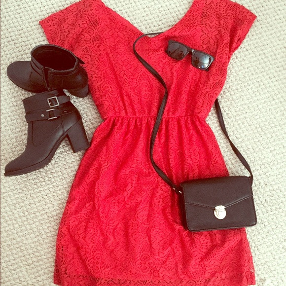 Bright Red Lace Dress