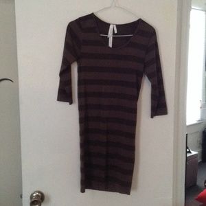 Striped brown spandex dress