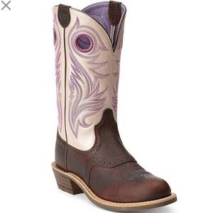 Ariat Shadow Rider in purple and brown.