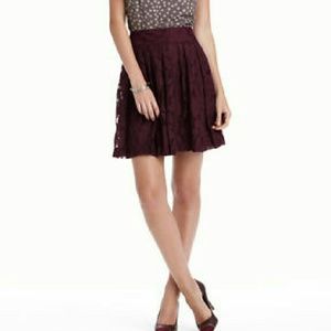 LOFT Black Lace Pleated Skirt