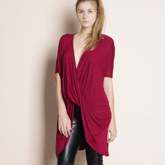 Faux Wrap Twist Front Top - Picture 4 of 4