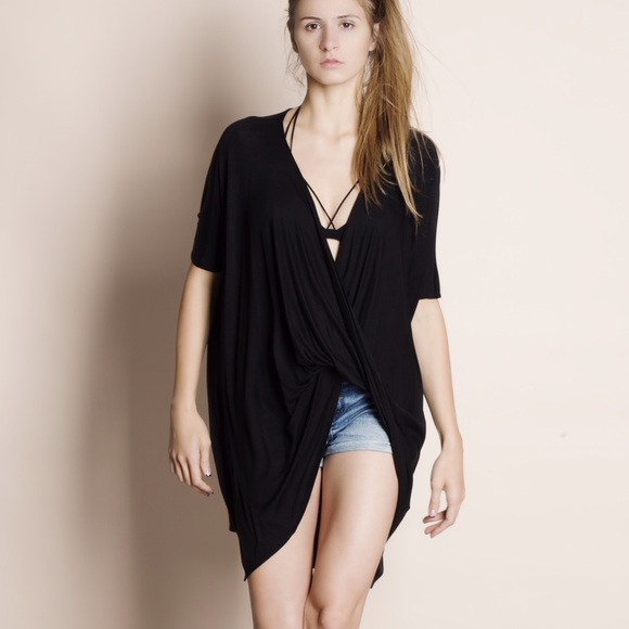 Faux Wrap Twist Front Top - Picture 2 of 4