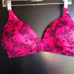 Hot pink and black bra