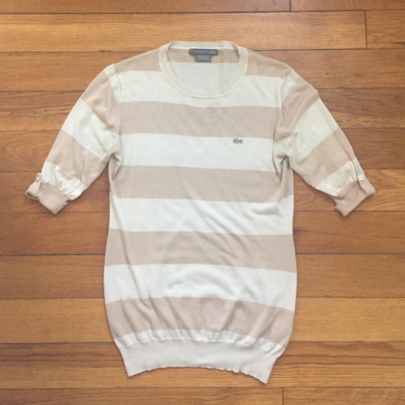Lacoste cream stripe sweater