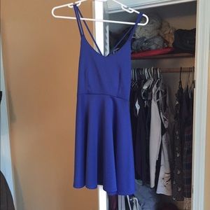 Blue strap dress with open back