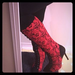 Red and black boots