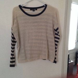 Forever 21 cream and navy blue sweater- small