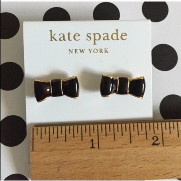 SOLD Kate Spade♠️ Black Bow Studs🎀 - Picture 2 of 4