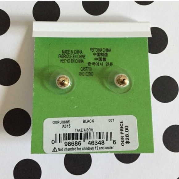 SOLD Kate Spade♠️ Black Bow Studs🎀 - Picture 3 of 4