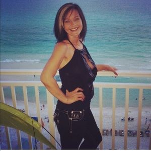 Black Miss Me with black & silver rhinestones