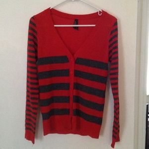 Red and charcoal cardigan- medium