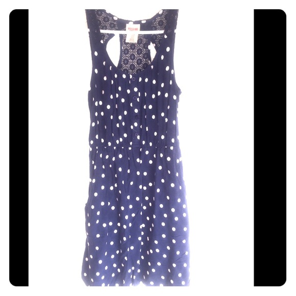 Navy blue with white polka dots dress.