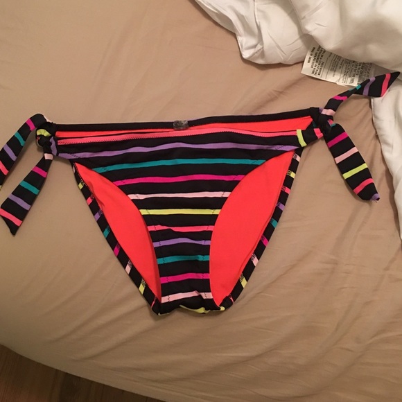 Neon striped bikini bottoms