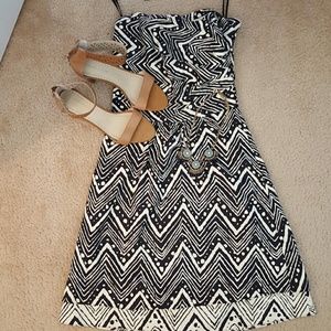 The Limited Blue and Tan Dress