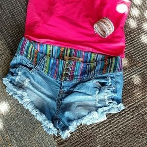 Blue spice cheeky jean shorts! SZ1