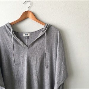 GREY HOODED PONCHO
