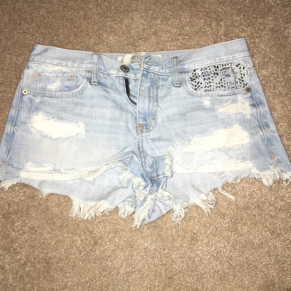 Distressed jean shorts