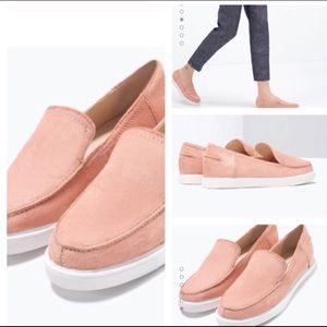 Zara Pink calf hair slip ons 👛💅🏻🎀