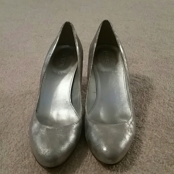 Jcrew sylvia pumps silver 7