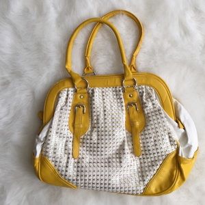 Vintage inspired yellow large handbag