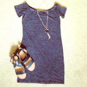 Off the Shoulder Distressed Dress