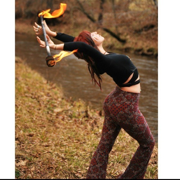 High waisted paisley bell bottoms