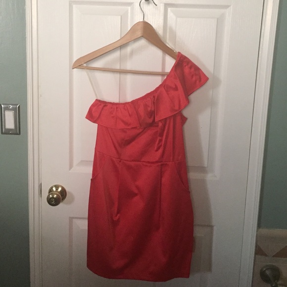 Reddish orange one strapped dress