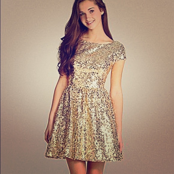 Gold Sequin Prom Dress BDarlin